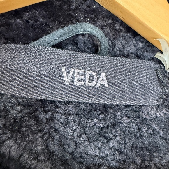 Veda 100% Shearling Leather Fur Moto Jacket Womens Small Motorcycle Designer Zip - Picture 12 of 16